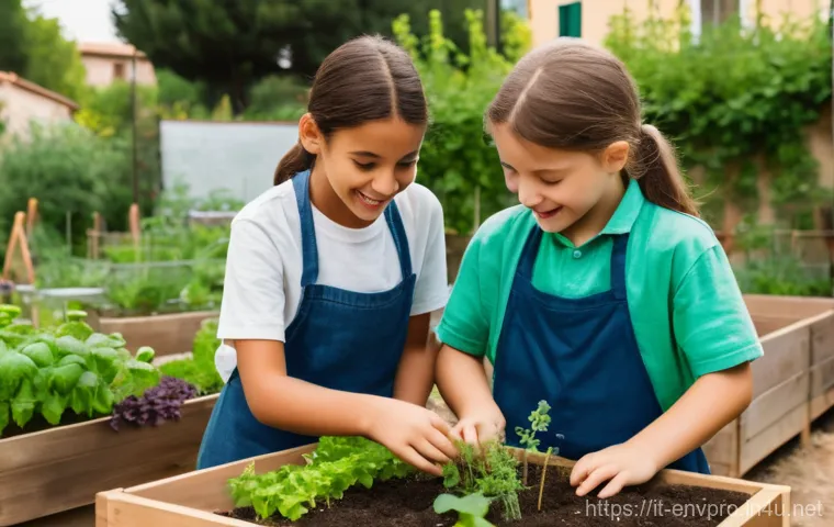 환경보호 실습 준비 과정 체크리스트 - **Prompt:** A vibrant and diverse group of volunteers, including children, teenagers, and adults of ...