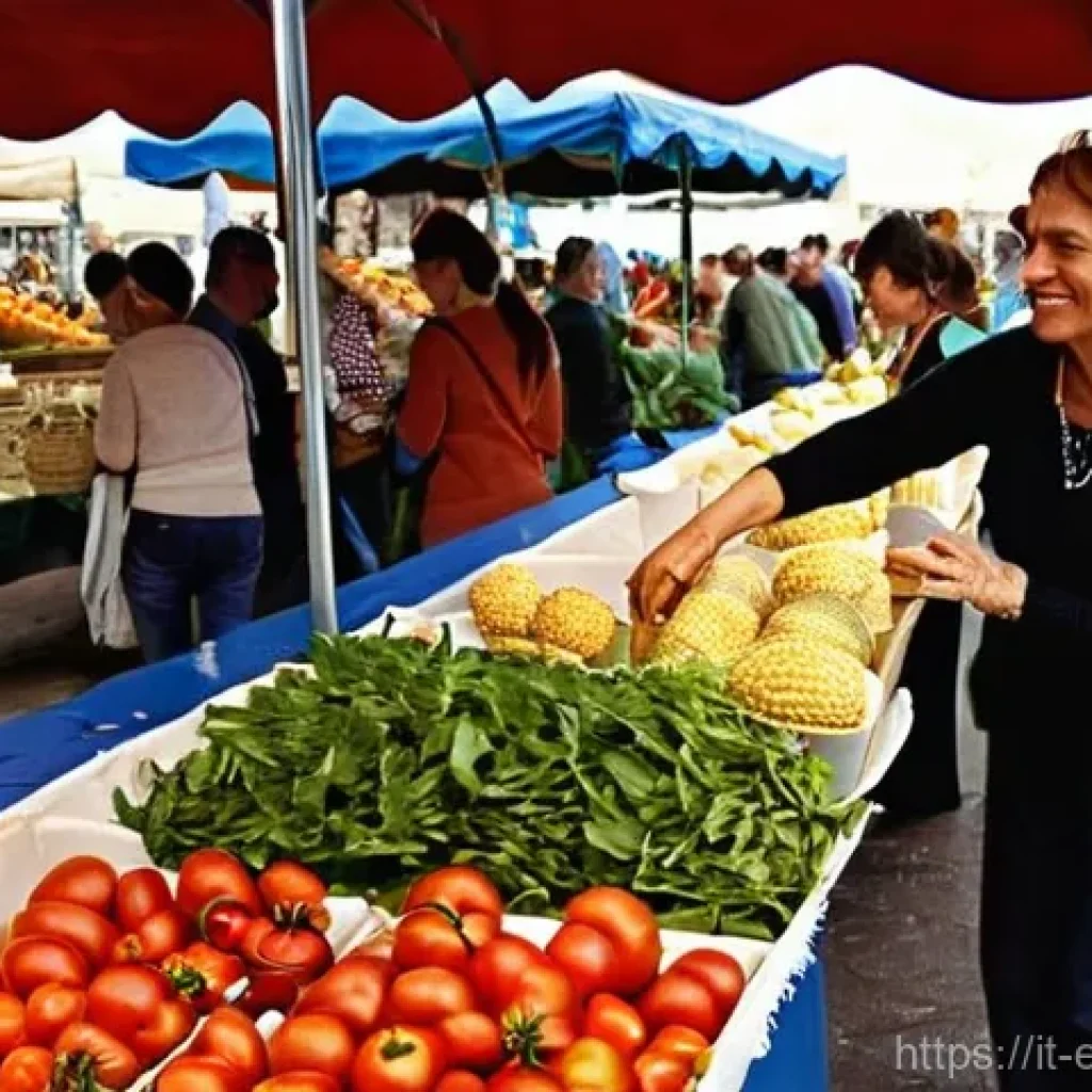 환경보호 분야의 사회적 기여 사례 - **Prompt: Vibrant Italian Farmers' Market & Local Produce**
    "A bustling, sun-drenched outdoor It...