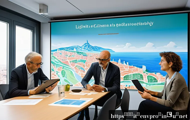 환경보호 직무와 자율 학습 방법 - A detailed illustration of a diverse urban sustainability workshop in Italy, featuring a group of ad...