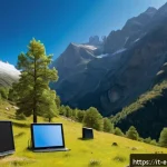 환경보호 기술과 데이터 기반 의사결정 - A high-tech environmental monitoring scene in the Gran Paradiso National Park, Italy, featuring a ne...